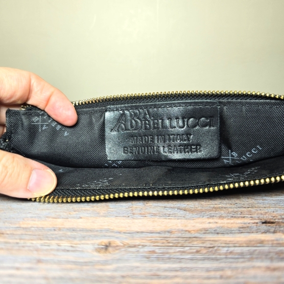 A Bellucci Womens Genuine Black  Leather Made in Italy Small Bag Clutch Pouch - Picture 5 of 6